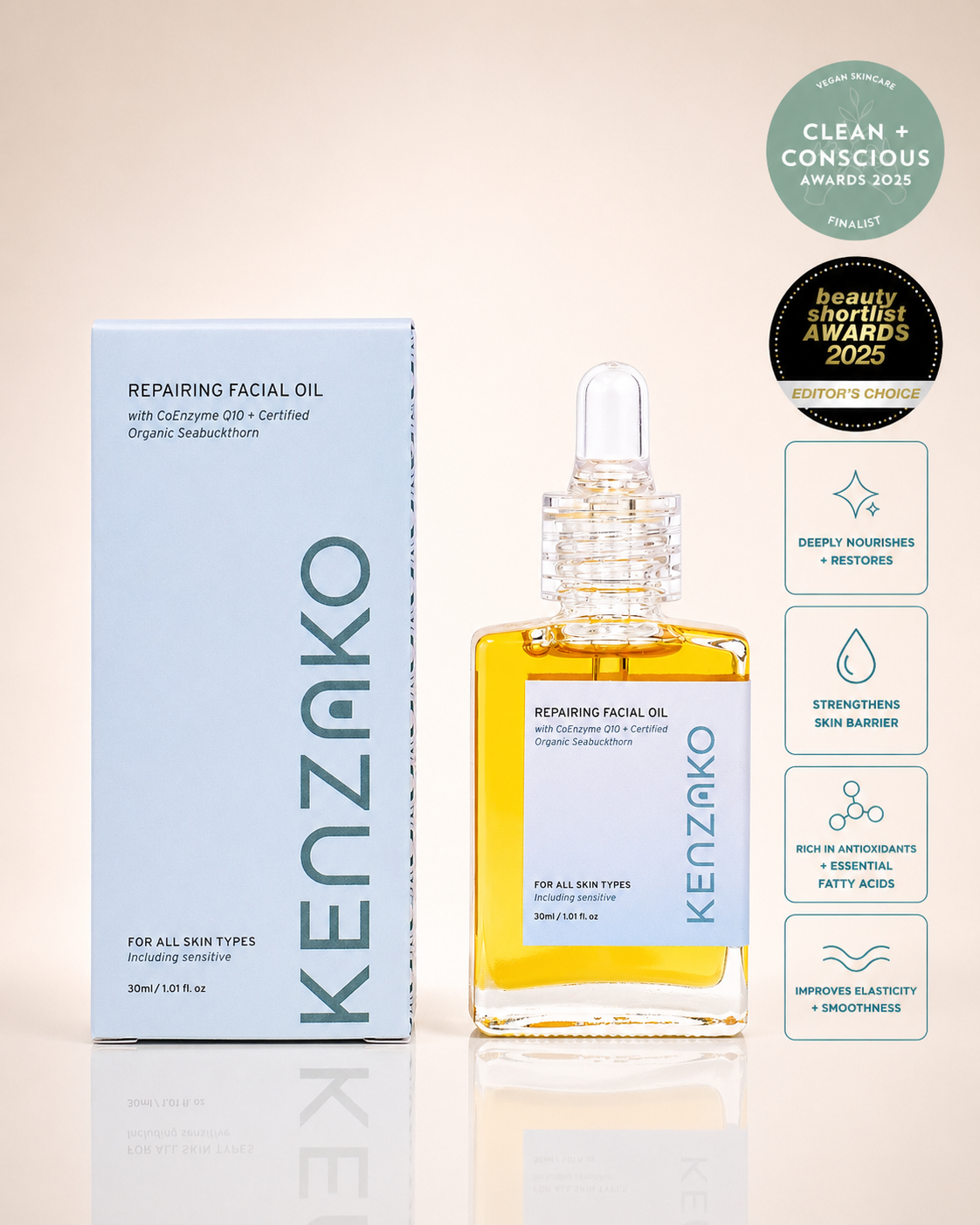 Repairing Face Oil - Organic Anti-aging Face Oil CoQ10 Vitamin A C &amp; E